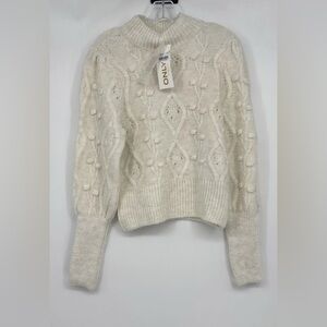 ONLY Women's Ivory Cable Knit Sweater